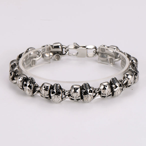 Wholesale Simple Geometric Stainless Steel Electroplated Skull Bracelet For Men