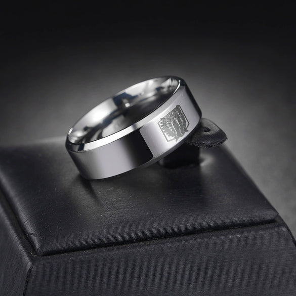 Wholesale Simple Geometric Stainless Steel Finger Ring With Laser Wing Of Freedom Design And Electroplating Treatment