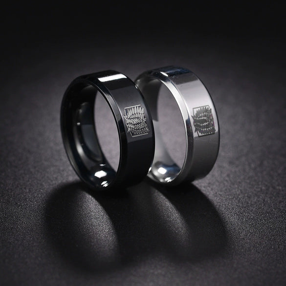 Wholesale Simple Geometric Stainless Steel Finger Ring With Laser Wing Of Freedom Design And Electroplating Treatment