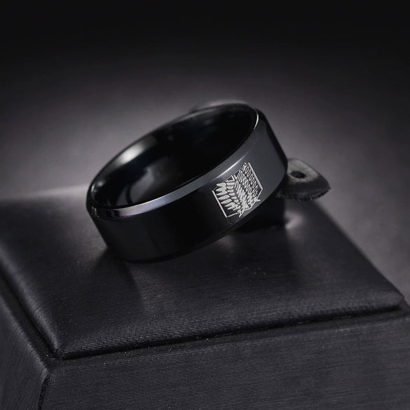Wholesale Simple Geometric Stainless Steel Finger Ring With Laser Wing Of Freedom Design And Electroplating Treatment
