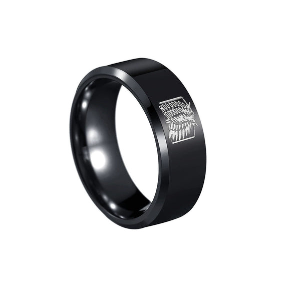 Wholesale Simple Geometric Stainless Steel Finger Ring With Laser Wing Of Freedom Design And Electroplating Treatment