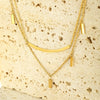 Wholesale Simple Geometric Stainless Steel 18K Electroplated Double Layer Necklace For Girls