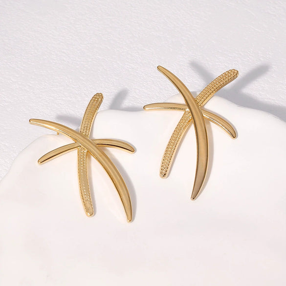 Wholesale Simple Geometric Stainless Steel 18K Gold Plated Earrings For Women