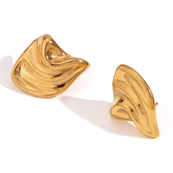 Wholesale Simple Geometric Stainless Steel 18K Gold Plated Earrings For Women
