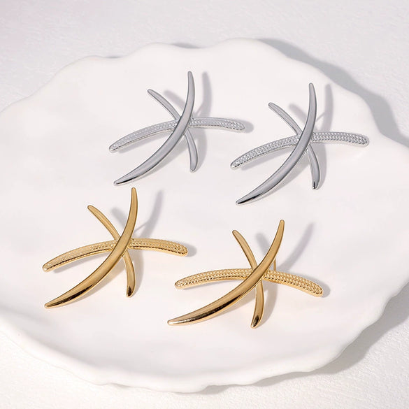 Wholesale Simple Geometric Stainless Steel 18K Gold Plated Earrings For Women