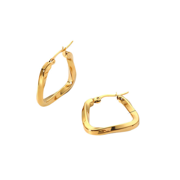 Wholesale Simple Geometric Stainless Steel 18K Gold Plated Trapezoidal Twisted Women's Earrings