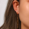 Wholesale Simple Geometric Stainless Steel 18K Gold Plated Women's Earrings Jewelry Long Melon Seed Chain