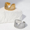 Wholesale Simple Geometric Stainless Steel Open Ring For Women With Electroplating Treatment