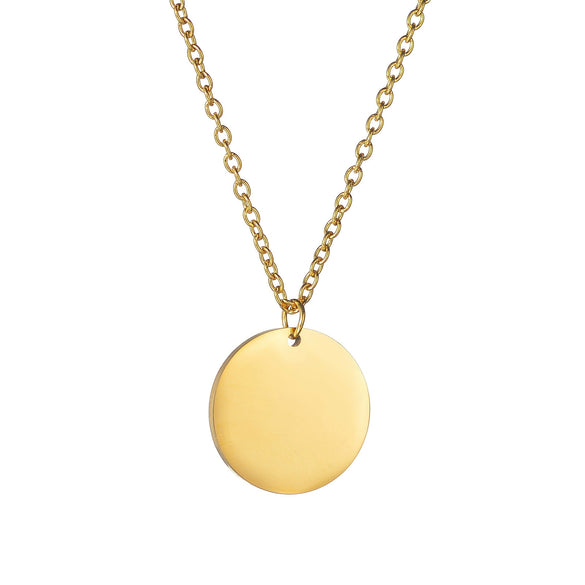 Wholesale Simple Geometric Stainless Steel Pendant Necklace With Laser Logo And Electroplating Treatment