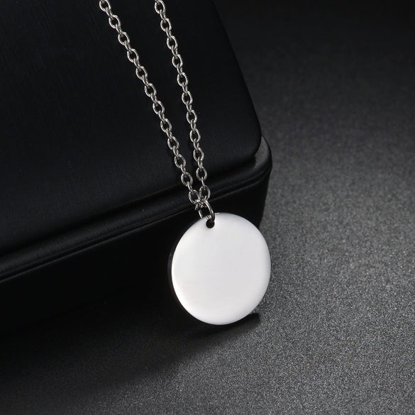 Wholesale Simple Geometric Stainless Steel Pendant Necklace With Laser Logo And Electroplating Treatment