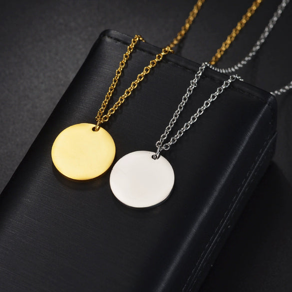 Wholesale Simple Geometric Stainless Steel Pendant Necklace With Laser Logo And Electroplating Treatment