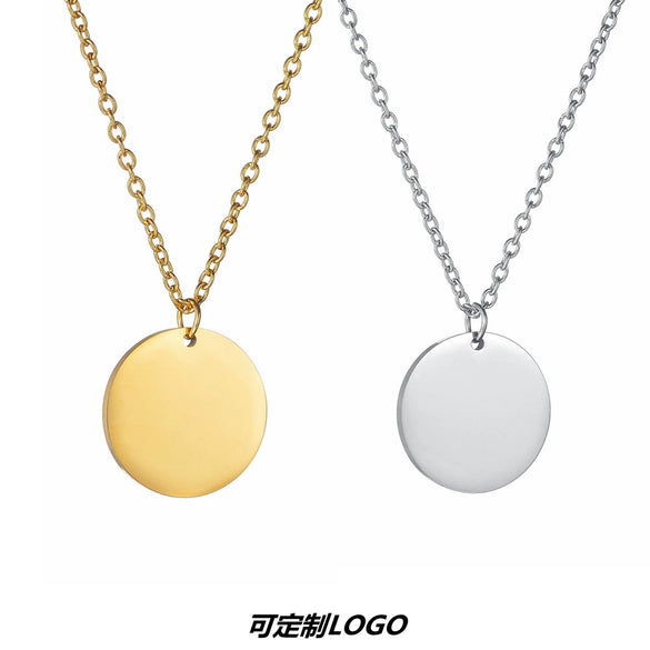 Wholesale Simple Geometric Stainless Steel Pendant Necklace With Laser Logo And Electroplating Treatment