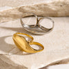 Wholesale Simple Geometric Stainless Steel Twofinger Ring With 18K Gold Electroplating For Women