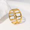 Wholesale Simple Geometric Stainless Steel Women's Open Rings With 18K Real Gold Electroplating
