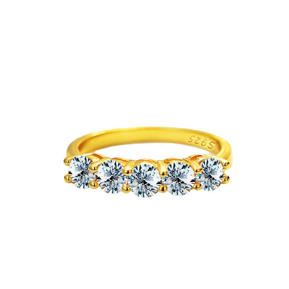 Wholesale Simple Geometric Sterling Silver Ring With Moissanite For Women Electroplated