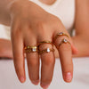 Wholesale Simple Geometric Style 18K Real Gold Plated Stainless Steel Fashion Ring For Women