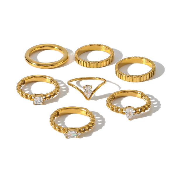 Wholesale Simple Geometric Style 18K Real Gold Plated Stainless Steel Fashion Ring For Women