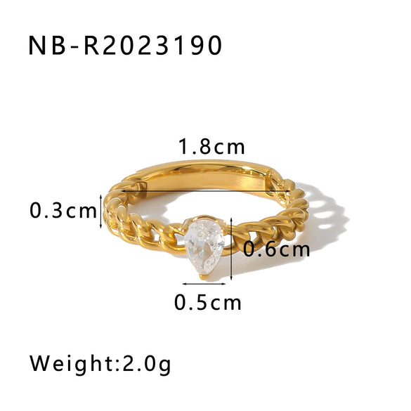 Wholesale Simple Geometric Style 18K Real Gold Plated Stainless Steel Fashion Ring For Women