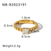 Wholesale Simple Geometric Style 18K Real Gold Plated Stainless Steel Fashion Ring For Women