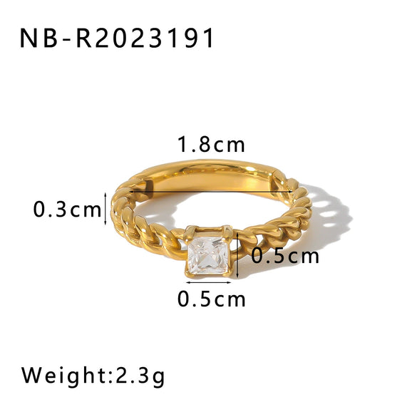 Wholesale Simple Geometric Style 18K Real Gold Plated Stainless Steel Fashion Ring For Women