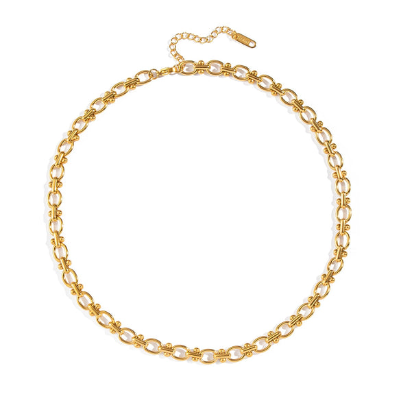 Wholesale Simple Geometric Texture Titanium Steel Chain Necklace For Girls With Pvd Vacuum Real Gold Electroplating