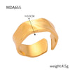 Wholesale Simple Geometric Texture Titanium Steel Gold Plated Wide Open Ring For Unisex