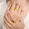 Wholesale Simple Geometric Texture Titanium Steel Gold Plated Wide Open Ring For Unisex