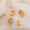 Wholesale Simple Geometric Texture Titanium Steel Gold Plated Wide Open Ring For Unisex