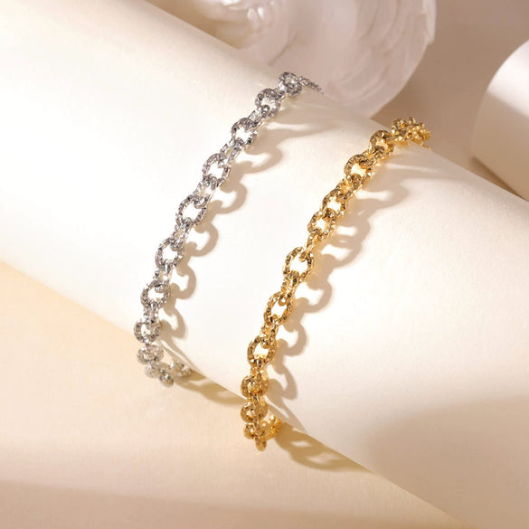 Wholesale Simple Geometric Titanium Steel Electroplated Cuban Chain Bracelet Unisex Hand Jewelry