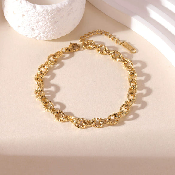 Wholesale Simple Geometric Titanium Steel Electroplated Cuban Chain Bracelet Unisex Hand Jewelry