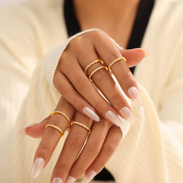 Wholesale Simple Geometric 316L Stainless Steel 18K Gold Plated Pvd Ring For Women