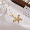 Wholesale Simple Geometric Titanium Steel Starfish Pendant Necklace With Electroplating For Women