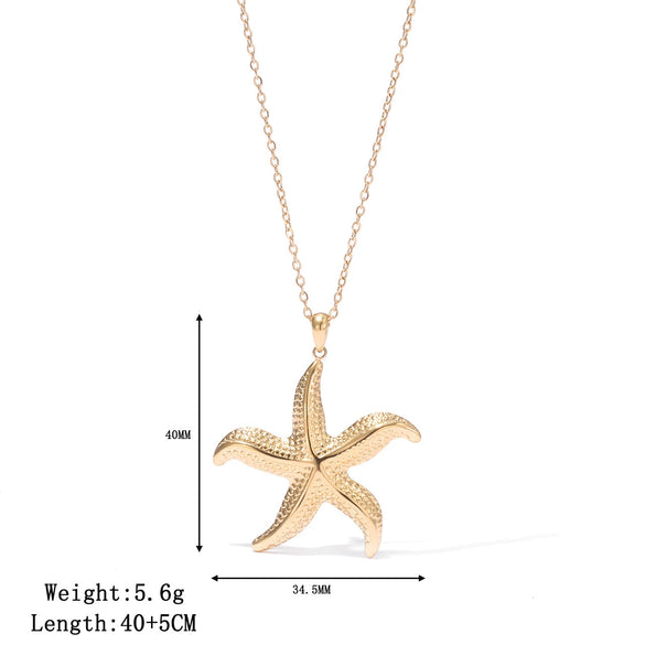 Wholesale Simple Geometric Titanium Steel Starfish Pendant Necklace With Electroplating For Women