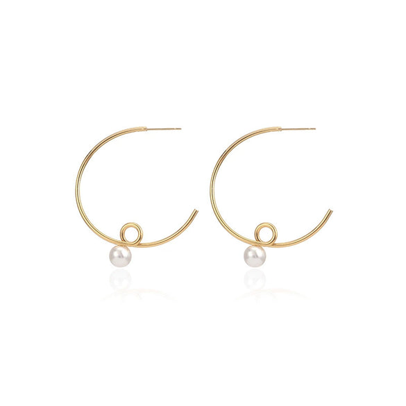 Wholesale Simple Geometric Twisted Cshaped Goldplated Stainless Steel Earrings For Girls
