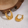 Wholesale Simple Geometric Ushaped Plaid Stainless Steel Earrings With Pvd Furnace Vacuum Real Gold Plating For Women
