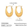 Wholesale Simple Geometric Ushaped Plaid Stainless Steel Earrings With Pvd Furnace Vacuum Real Gold Plating For Women