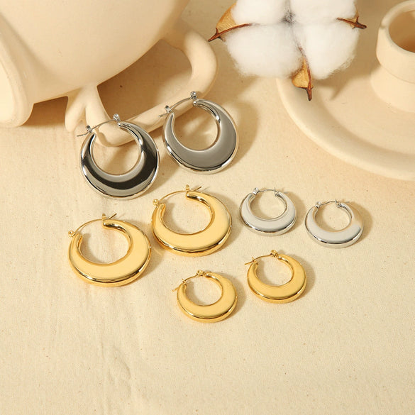 Wholesale Simple Geometric Ushaped Stainless Steel Earrings With Electroplating