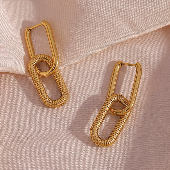 Wholesale Simple Geometric Ushaped Stainless Steel 18K Gold Plated Earrings For Women