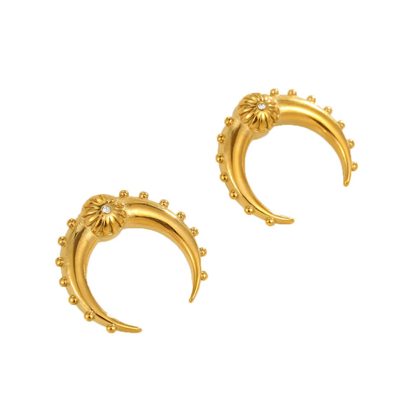 Wholesale Simple Geometric Ushaped Stainless Steel 18K Gold Plated Moon Horn Earrings