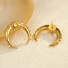 Wholesale Simple Geometric Ushaped Stainless Steel 18K Gold Plated Moon Horn Earrings