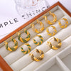 Wholesale Simple Geometric Ushaped 316L Stainless Steel Inlaid Zircon Electroplated Twist Earrings For Women