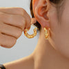 Wholesale Simple Geometric Ushaped 316L Stainless Steel Inlaid Zircon Electroplated Twist Earrings For Women