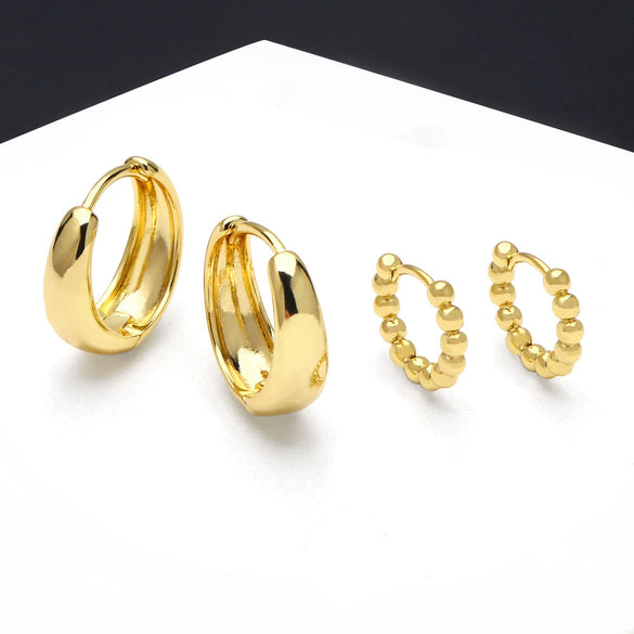 Wholesale Simple Geometric Zircon Earrings Copper Fashion Style