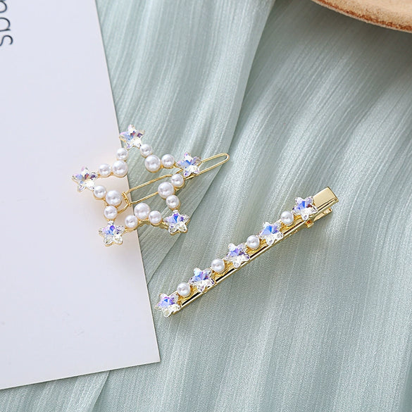 Wholesale Simple Geometric Zircon Pearl Handmade Hairpin Women's Hair Accessories