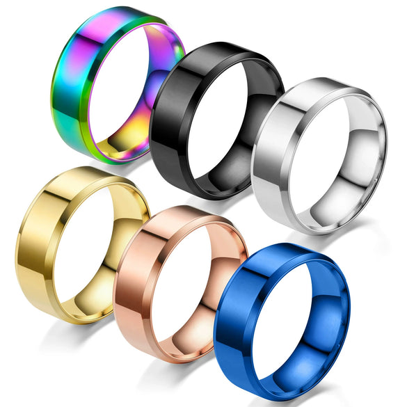 Wholesale Simple Glossy Mirror Polished Stainless Steel Rings With Geometric Style For Unisex