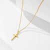 Wholesale Simple Glossy Threedimensional Diamond Inlaid Cross Sterling Silver Necklace For Women