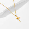 Wholesale Simple Glossy Threedimensional Diamond Inlaid Cross Sterling Silver Necklace For Women