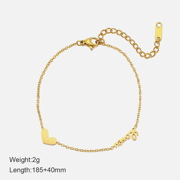 Wholesale Simple Gold Inlaid Heart Shape Titanium Steel Bracelet For Women