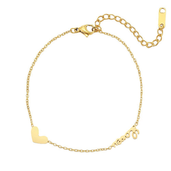Wholesale Simple Gold Inlaid Heart Shape Titanium Steel Bracelet For Women