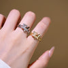 Wholesale Simple Gold Plated Copper Xshaped Micropaved Zircon Rivet Bracelet Ring Set With Letter Number Text Pattern For Unisex In Light Luxury Style